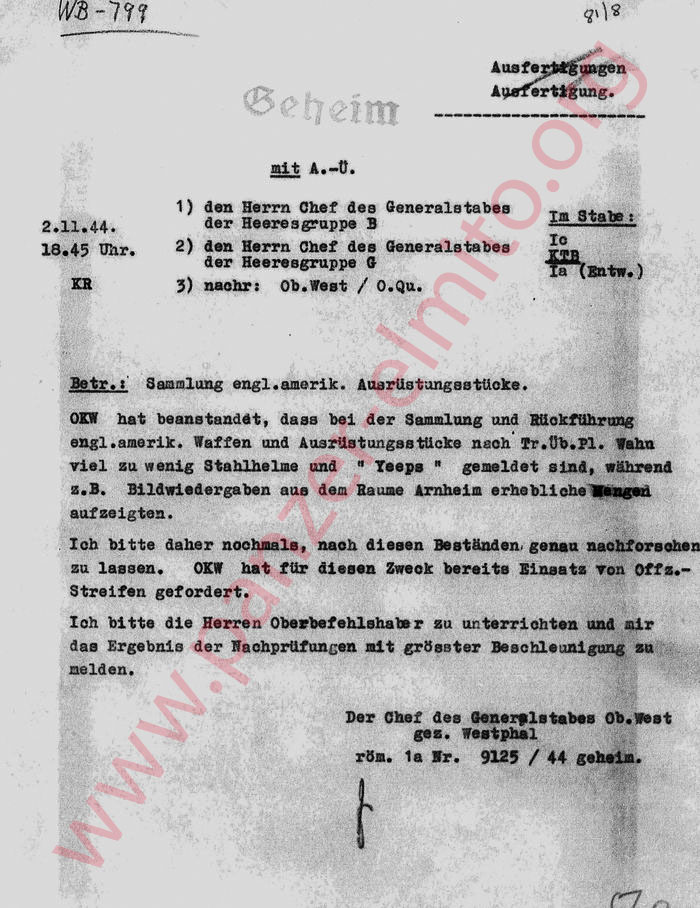 Dokumentensammlung über Aufstellung der 'Panzerbrigade 150' (Oktober